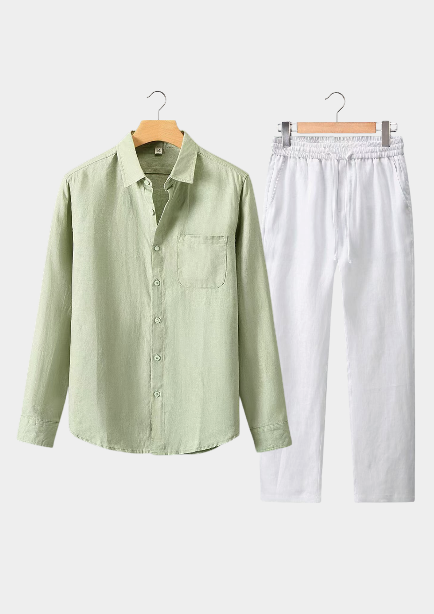 DOLCEVITA CONJUNTO DE MANGA LARGA DE VERANO - VERDE MENTA/BLANCO