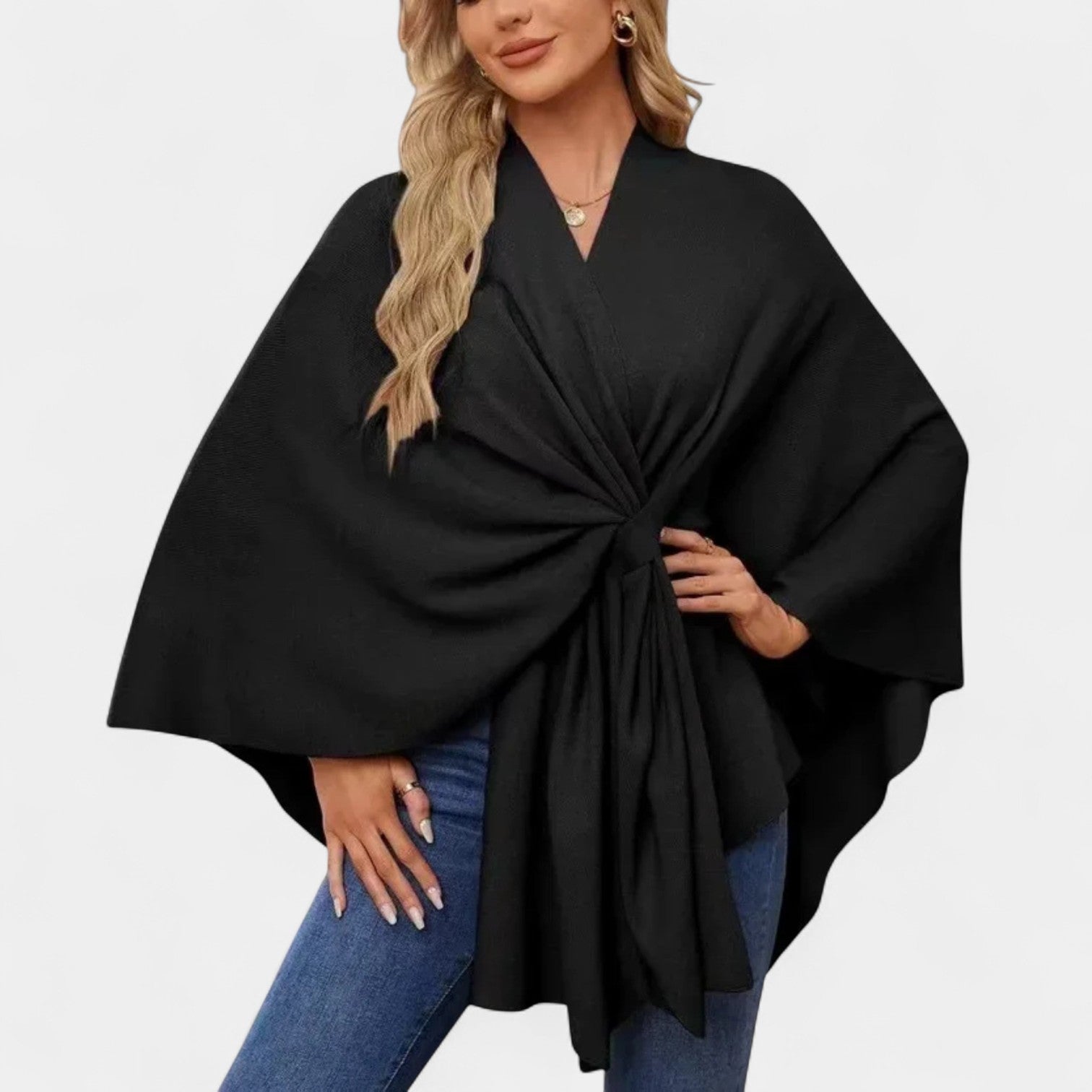 Daniela – Poncho elegante de caída suave con lazo