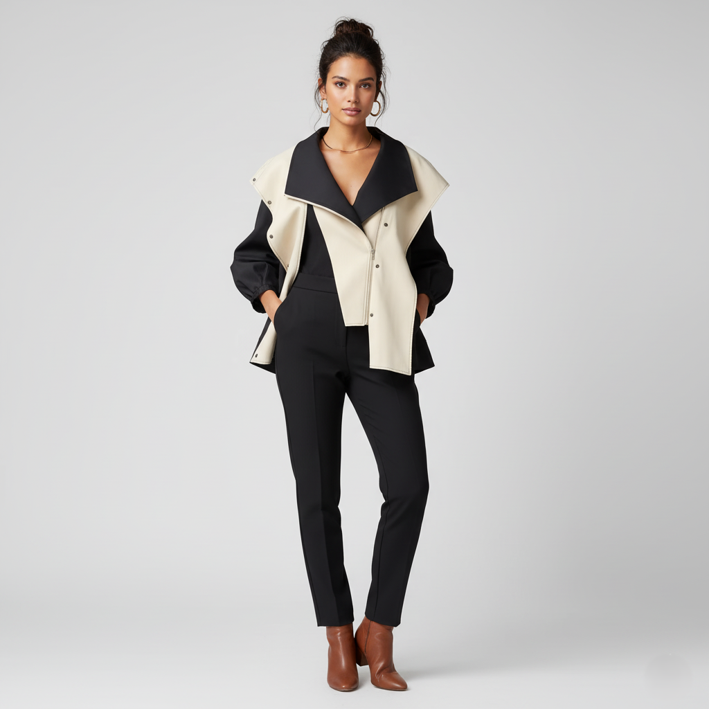 Anna | Chaqueta de Entretiempo con Cuello Doblado Estilo "Drapeado"