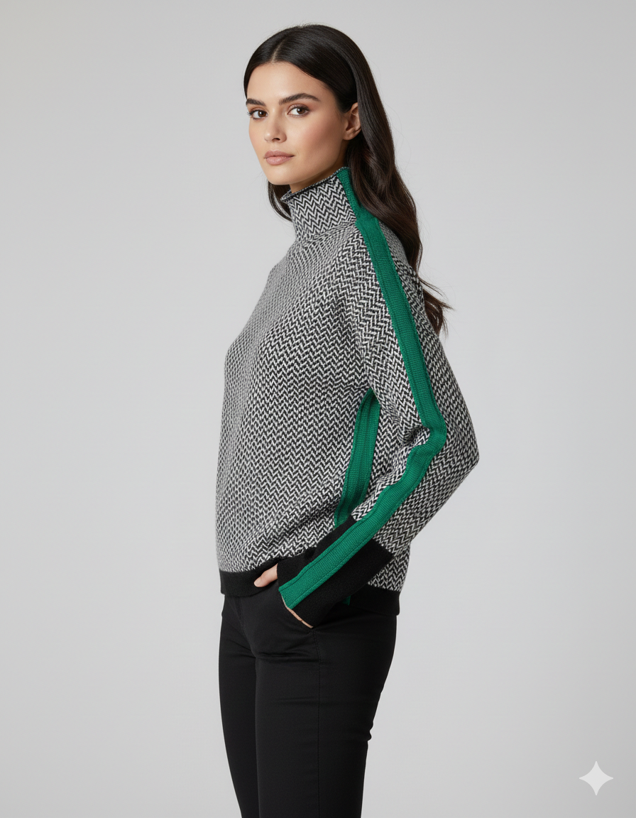 Malú | Jersey de cuello alto con rayas en contraste