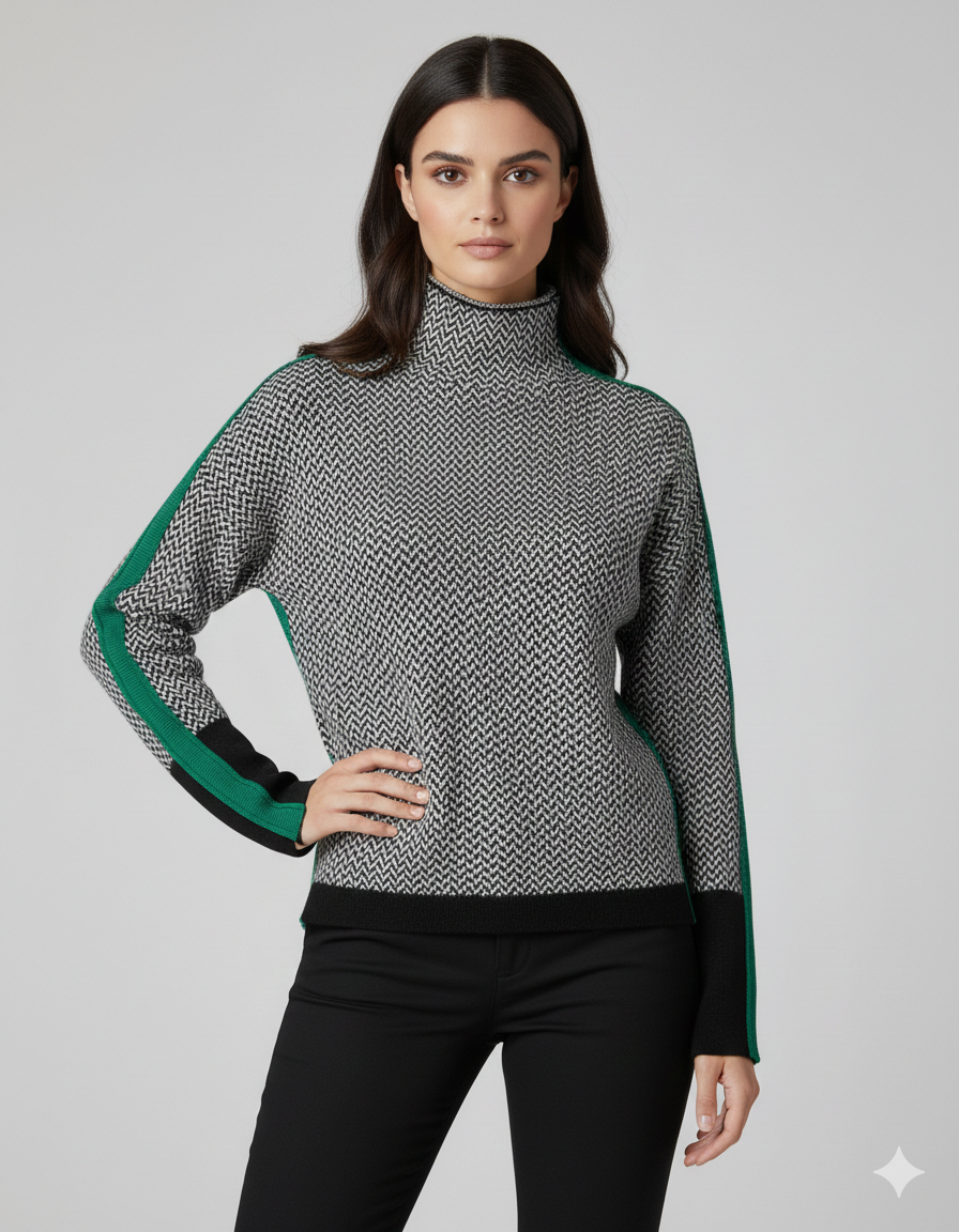 Malú | Jersey de cuello alto con rayas en contraste