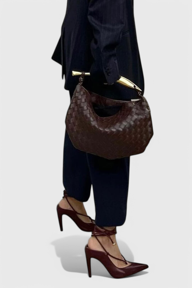 Gerda Bolso Woven con Asa Dorada