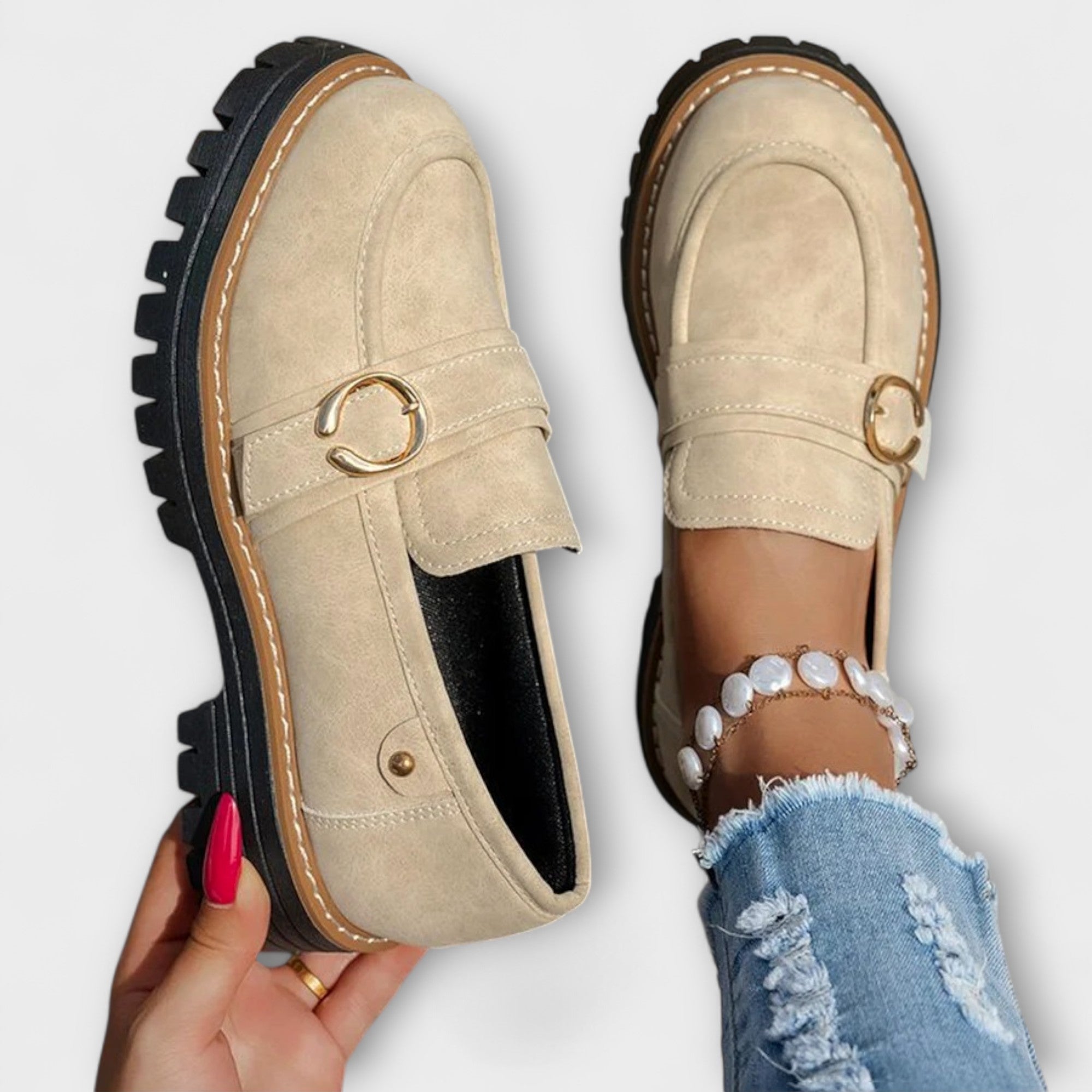 Lora™ | Mocasines Casual de Punta Redonda