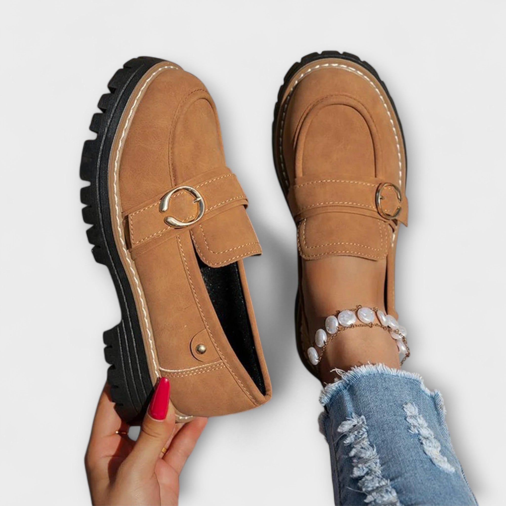 Lora™ | Mocasines Casual de Punta Redonda